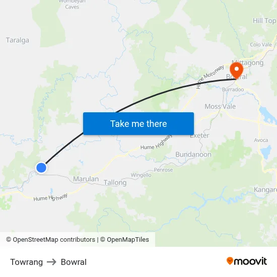 Towrang to Bowral map