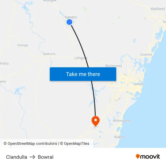 Clandulla to Bowral map