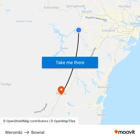 Werombi to Bowral map