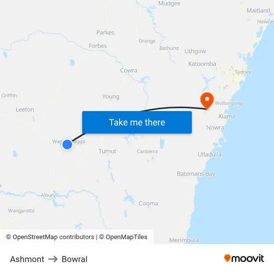 Ashmont to Bowral map