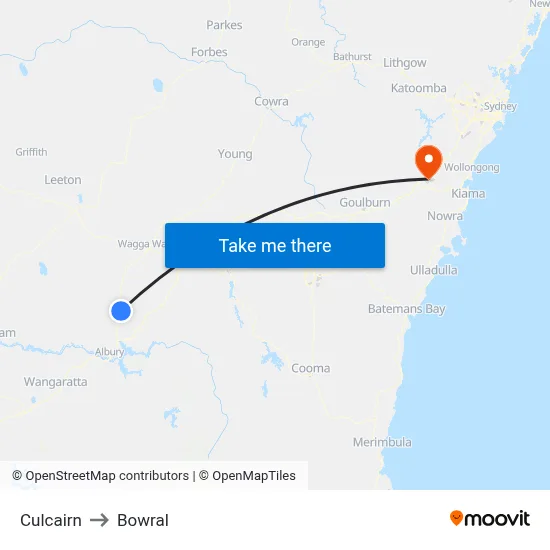 Culcairn to Bowral map