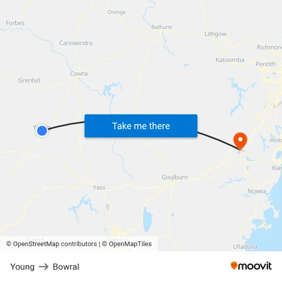 Young to Bowral map