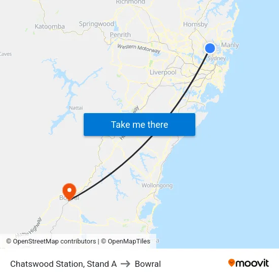 Chatswood Station, Stand A to Bowral map
