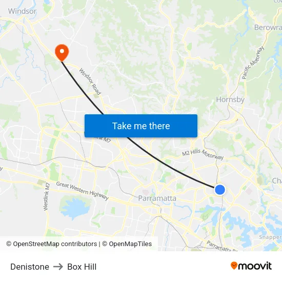 Denistone to Box Hill map