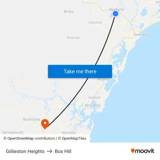 Gillieston Heights to Box Hill map