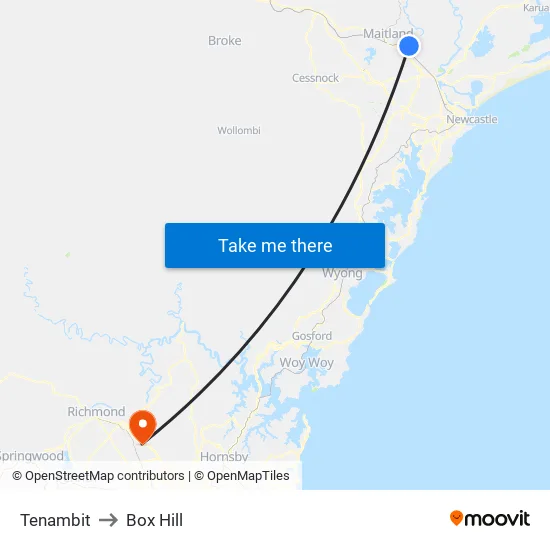 Tenambit to Box Hill map