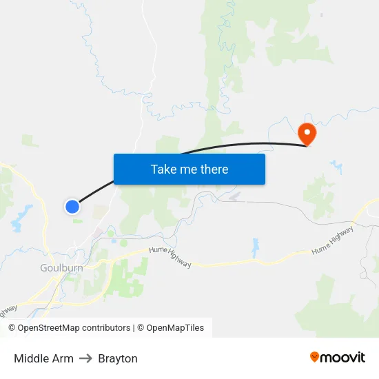 Middle Arm to Brayton map