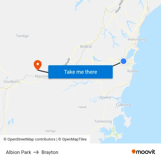Albion Park to Brayton map