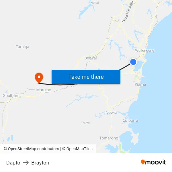 Dapto to Brayton map
