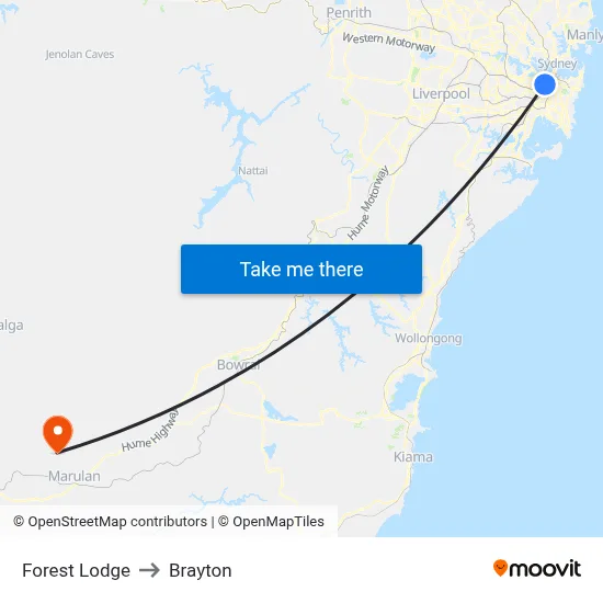 Forest Lodge to Brayton map