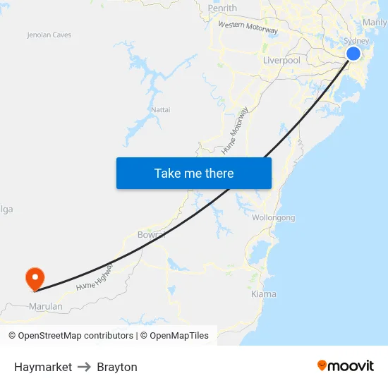 Haymarket to Brayton map
