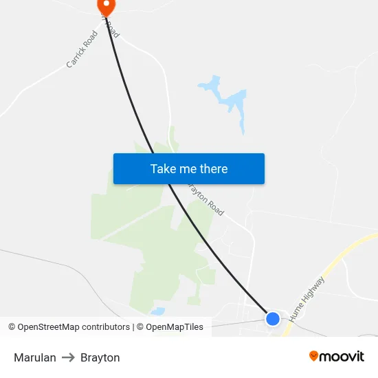 Marulan to Brayton map