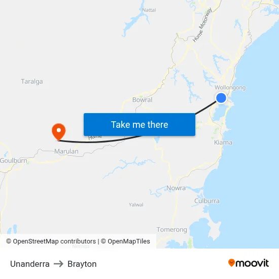 Unanderra to Brayton map
