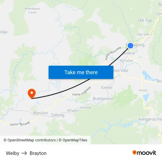 Welby to Brayton map