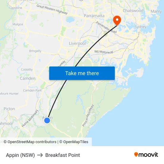 Appin (NSW) to Breakfast Point map