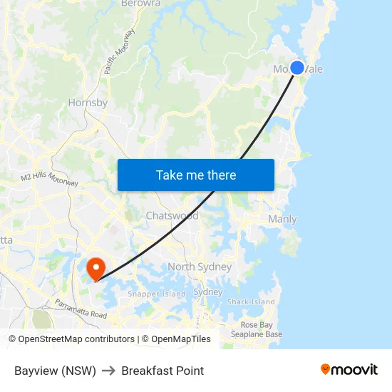 Bayview (NSW) to Breakfast Point map