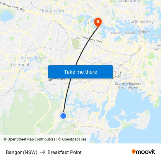 Bangor (NSW) to Breakfast Point map