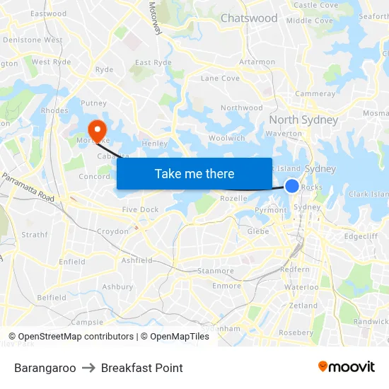 Barangaroo to Breakfast Point map