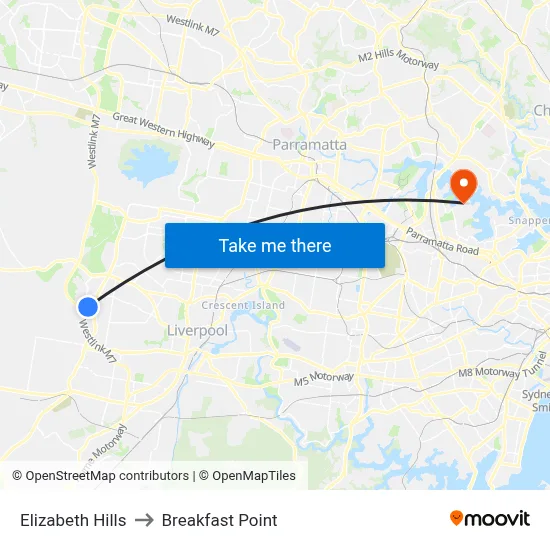 Elizabeth Hills to Breakfast Point map