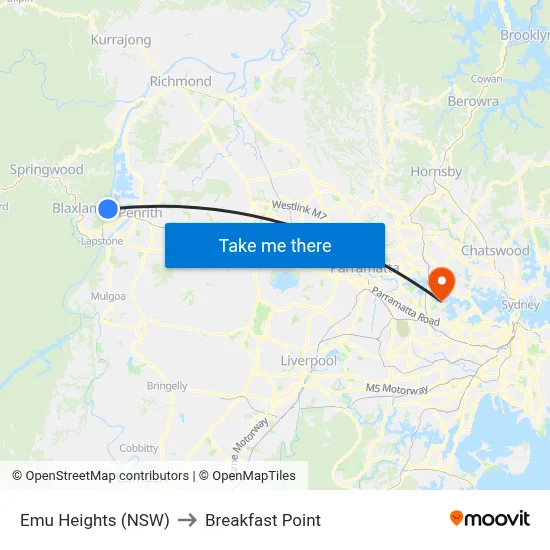 Emu Heights (NSW) to Breakfast Point map