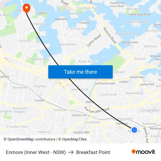 Enmore (Inner West - NSW) to Breakfast Point map