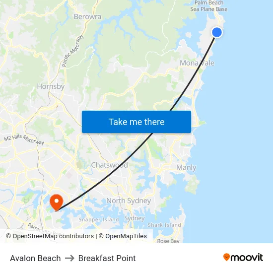 Avalon Beach to Breakfast Point map