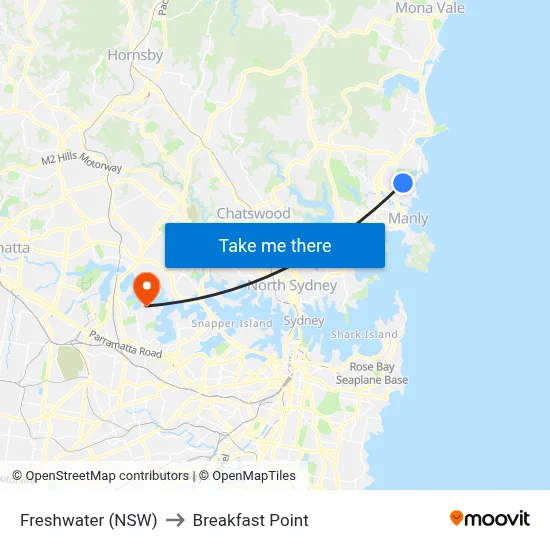 Freshwater (NSW) to Breakfast Point map