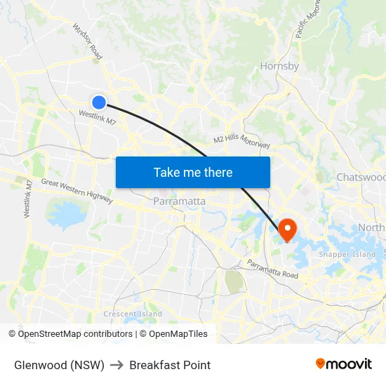 Glenwood (NSW) to Breakfast Point map