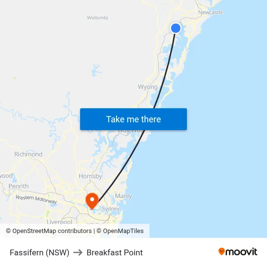 Fassifern (NSW) to Breakfast Point map