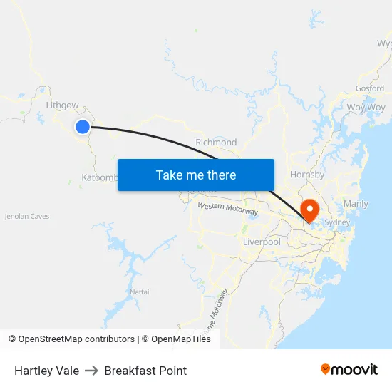 Hartley Vale to Breakfast Point map