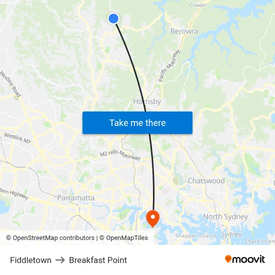 Fiddletown to Breakfast Point map