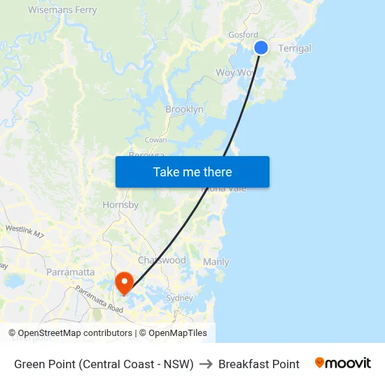 Green Point (Central Coast - NSW) to Breakfast Point map