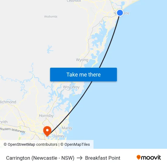 Carrington (Newcastle - NSW) to Breakfast Point map