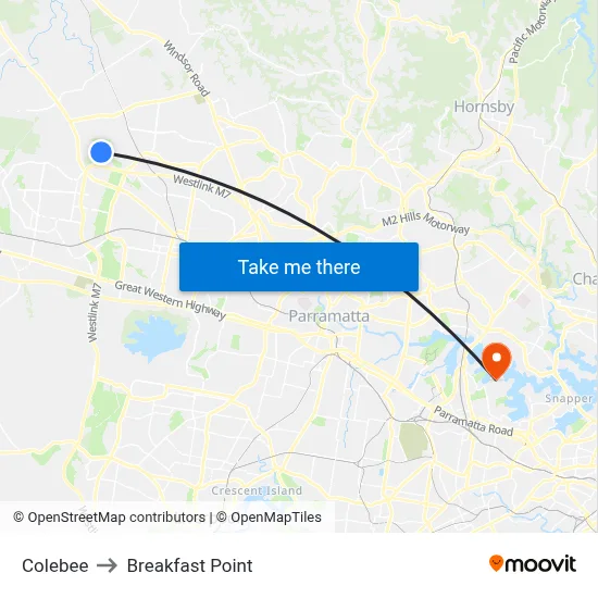 Colebee to Breakfast Point map