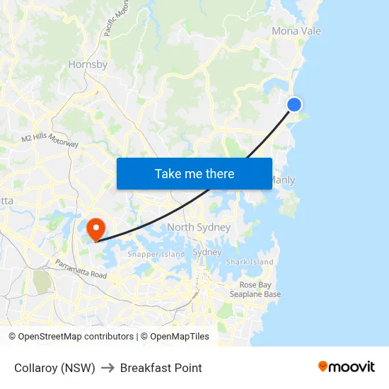 Collaroy (NSW) to Breakfast Point map