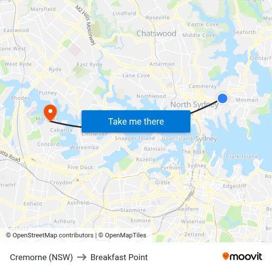 Cremorne (NSW) to Breakfast Point map