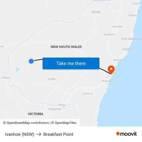 Ivanhoe (NSW) to Breakfast Point map