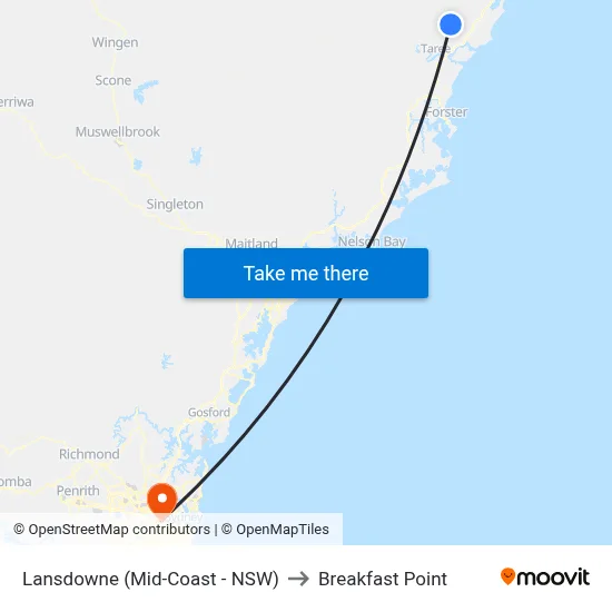 Lansdowne (Mid-Coast - NSW) to Breakfast Point map