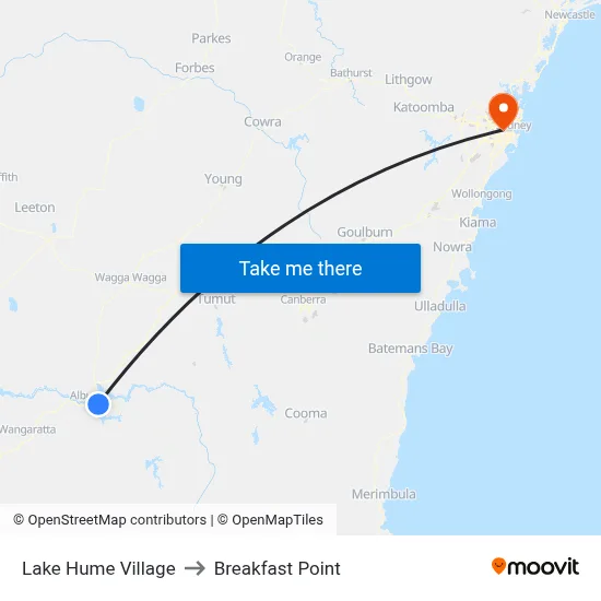 Lake Hume Village to Breakfast Point map