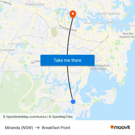 Miranda (NSW) to Breakfast Point map