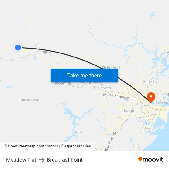 Meadow Flat to Breakfast Point map