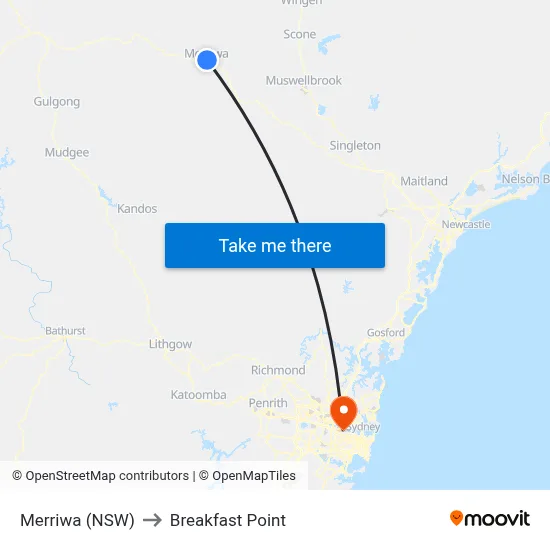 Merriwa (NSW) to Breakfast Point map