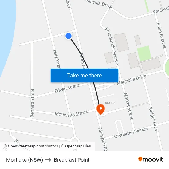 Mortlake (NSW) to Breakfast Point map