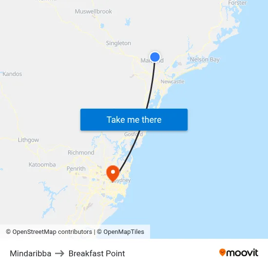 Mindaribba to Breakfast Point map