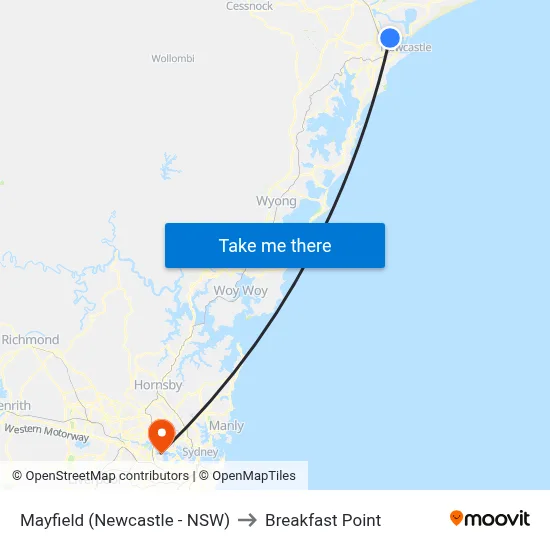 Mayfield (Newcastle - NSW) to Breakfast Point map