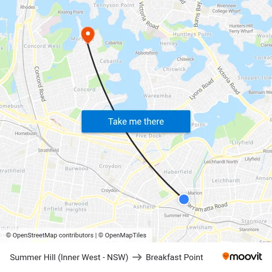 Summer Hill (Inner West - NSW) to Breakfast Point map