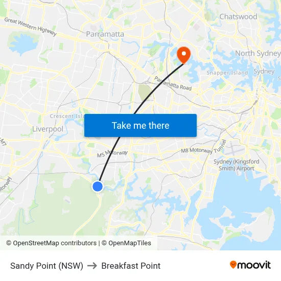 Sandy Point (NSW) to Breakfast Point map