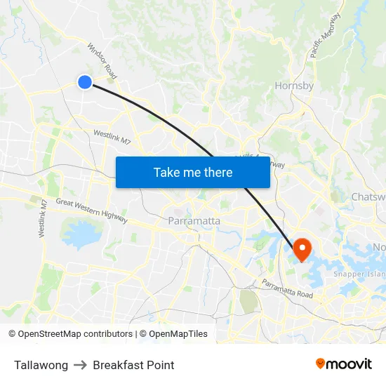 Tallawong to Breakfast Point map