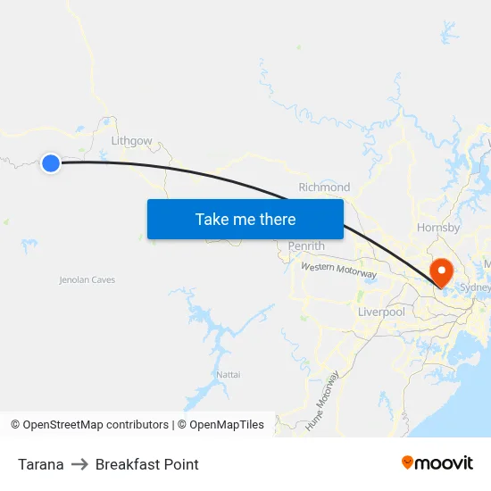 Tarana to Breakfast Point map