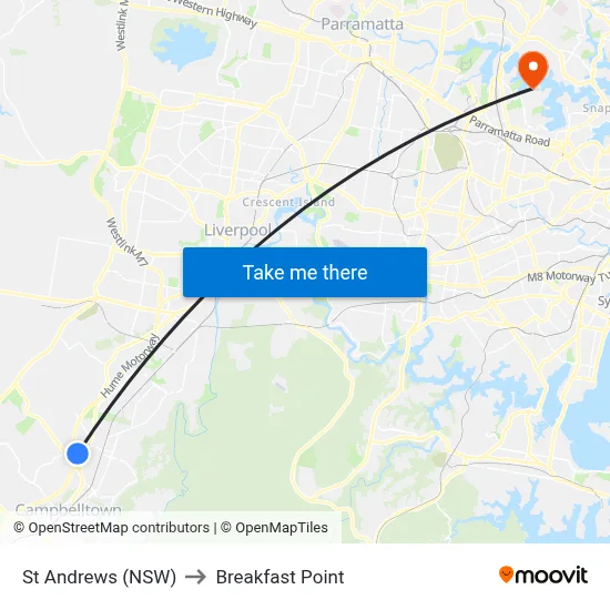 St Andrews (NSW) to Breakfast Point map